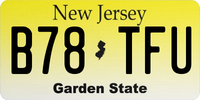 NJ license plate B78TFU