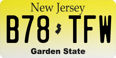 NJ license plate B78TFW