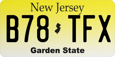 NJ license plate B78TFX