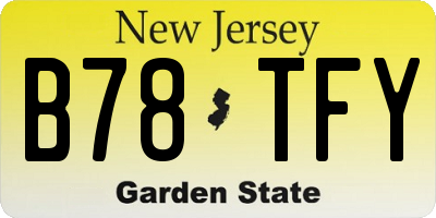 NJ license plate B78TFY