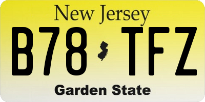 NJ license plate B78TFZ