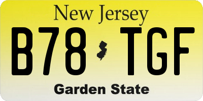 NJ license plate B78TGF