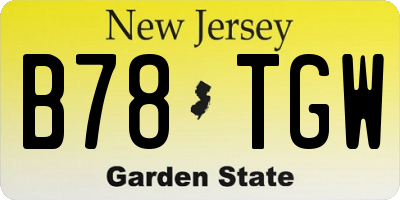 NJ license plate B78TGW