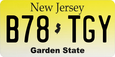 NJ license plate B78TGY