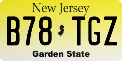 NJ license plate B78TGZ