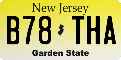 NJ license plate B78THA