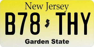 NJ license plate B78THY