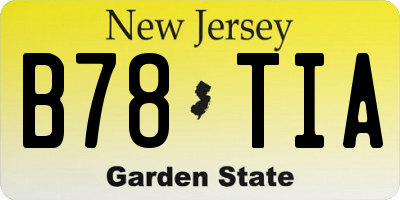 NJ license plate B78TIA