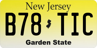 NJ license plate B78TIC