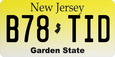 NJ license plate B78TID