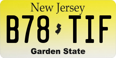 NJ license plate B78TIF