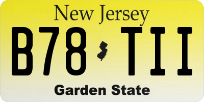 NJ license plate B78TII