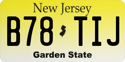 NJ license plate B78TIJ
