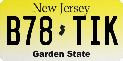NJ license plate B78TIK