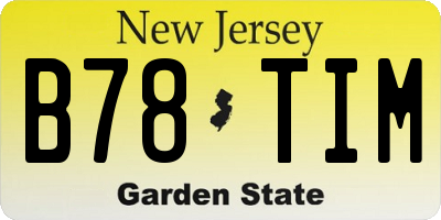 NJ license plate B78TIM