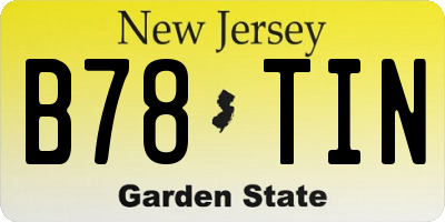NJ license plate B78TIN