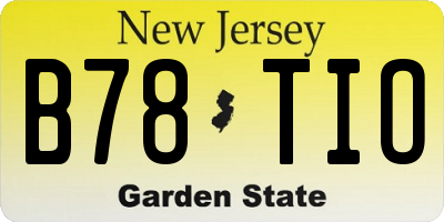 NJ license plate B78TIO