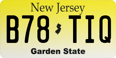 NJ license plate B78TIQ