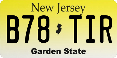 NJ license plate B78TIR