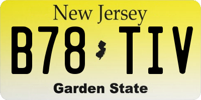 NJ license plate B78TIV