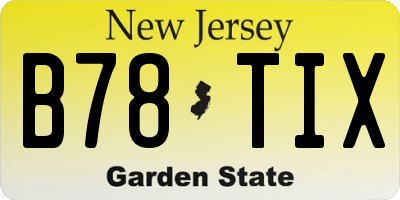 NJ license plate B78TIX