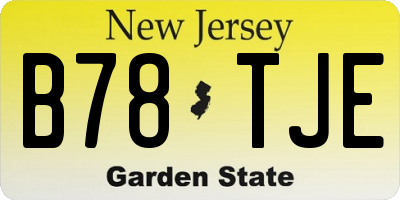 NJ license plate B78TJE