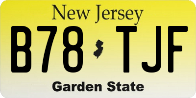 NJ license plate B78TJF