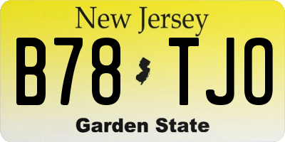 NJ license plate B78TJO