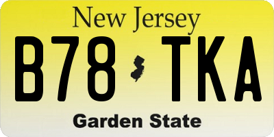 NJ license plate B78TKA