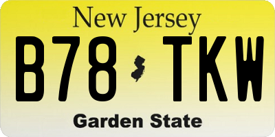 NJ license plate B78TKW