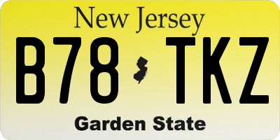 NJ license plate B78TKZ