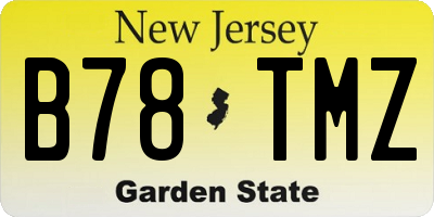 NJ license plate B78TMZ