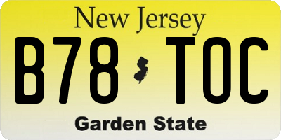 NJ license plate B78TOC