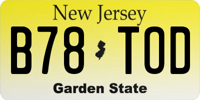 NJ license plate B78TOD