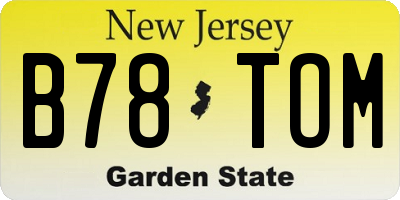 NJ license plate B78TOM