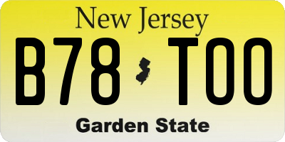 NJ license plate B78TOO