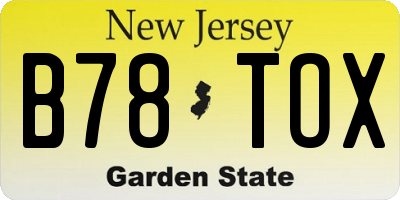NJ license plate B78TOX