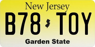 NJ license plate B78TOY