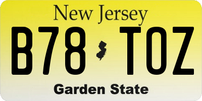 NJ license plate B78TOZ