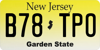 NJ license plate B78TPO