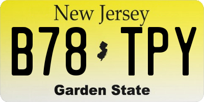 NJ license plate B78TPY
