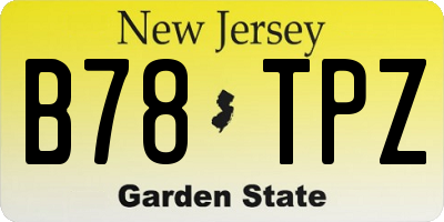 NJ license plate B78TPZ