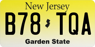 NJ license plate B78TQA