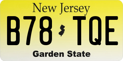 NJ license plate B78TQE