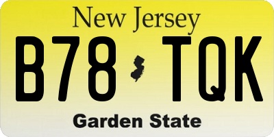 NJ license plate B78TQK