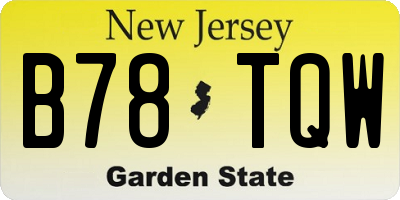 NJ license plate B78TQW