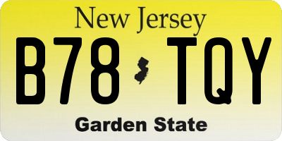 NJ license plate B78TQY