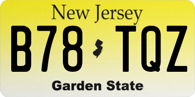 NJ license plate B78TQZ