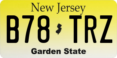 NJ license plate B78TRZ