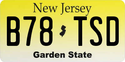 NJ license plate B78TSD